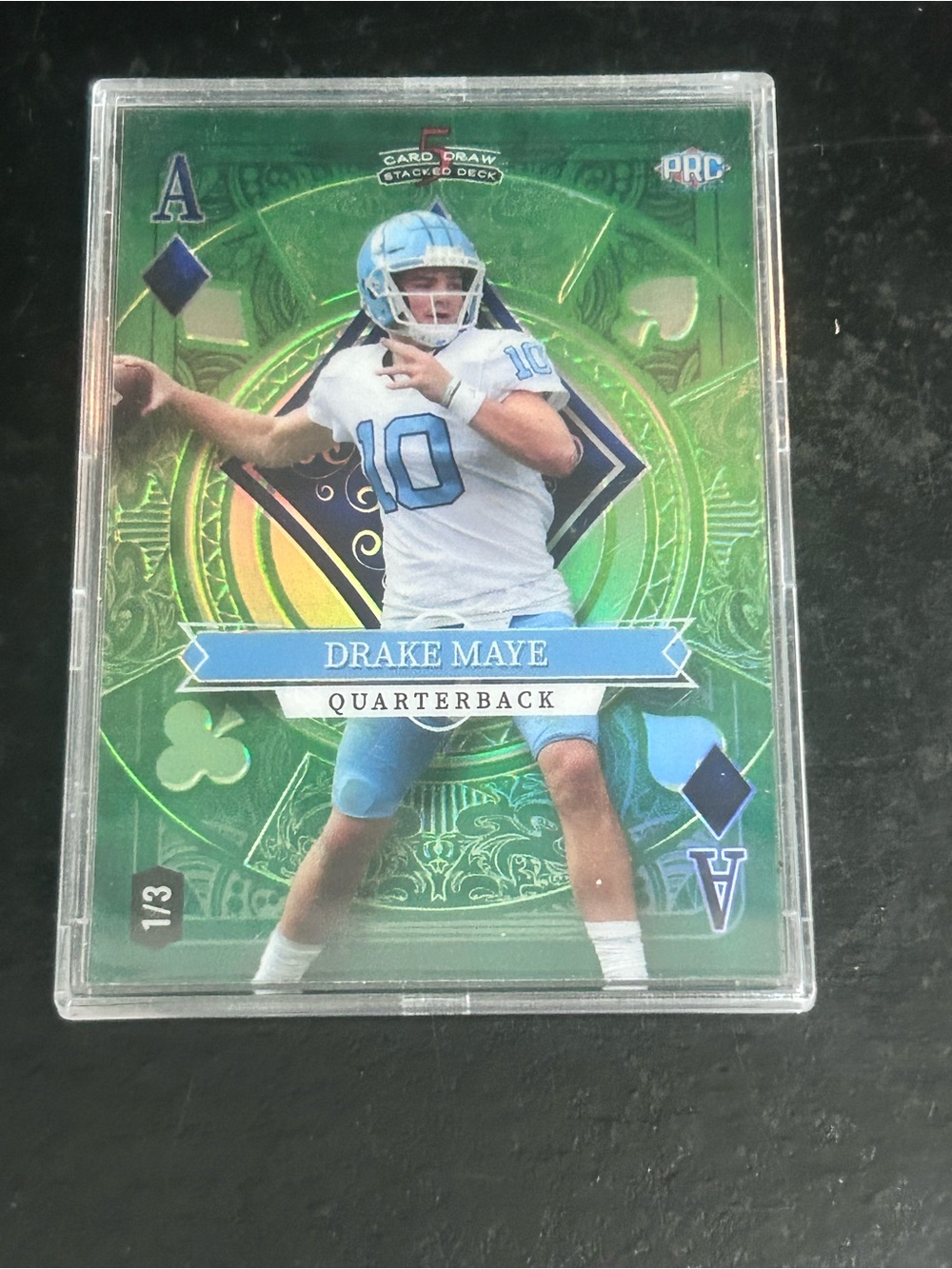 2023 Wild Card Drake Maye Ace of Diamonds Green 1/3 SSP Rookie Card RC